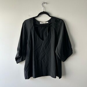 Marie Oliver black silk short sleeve top
